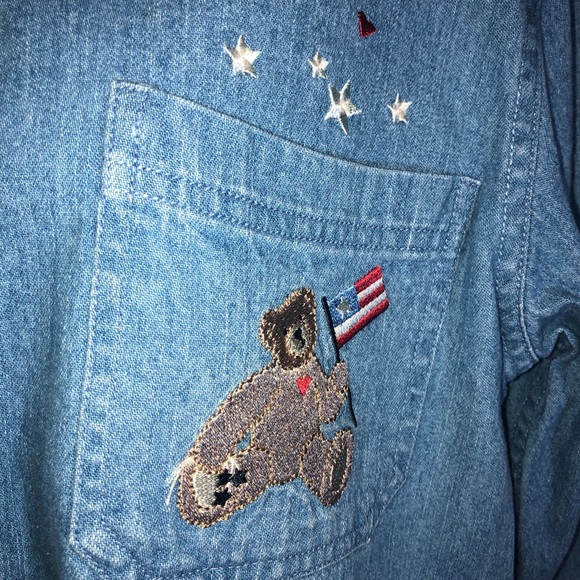 Christopher & Banks Denim Patriotic Bear Blouse - Picture 6 of 13